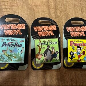 Disney Vintage Vinyl Pin Trio - Blue, Green, Red